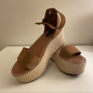 Brown Suede Platform Sandals